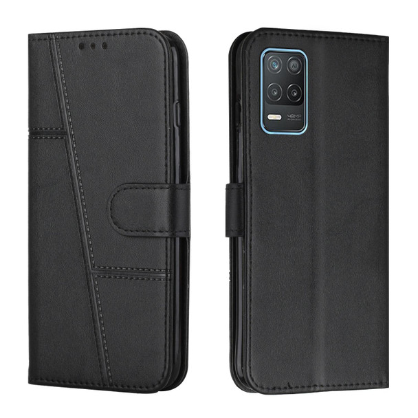 OPPO Realme 8 5G/Realme V13 5G/Narzo 30 5G Stitching Calf Texture Buckle Leather Phone Case(Black)