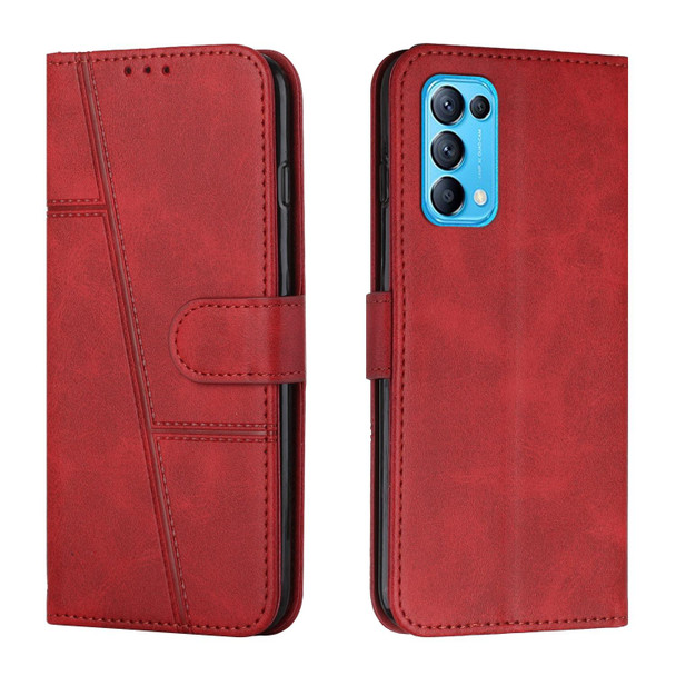 OPPO Reno5 5G&4G / Find X3 Lite Stitching Calf Texture Buckle Leather Phone Case(Red)