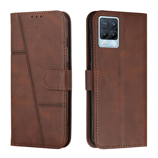 OPPO Realme 8 / 8 Pro Stitching Calf Texture Buckle Leather Phone Case(Brown)