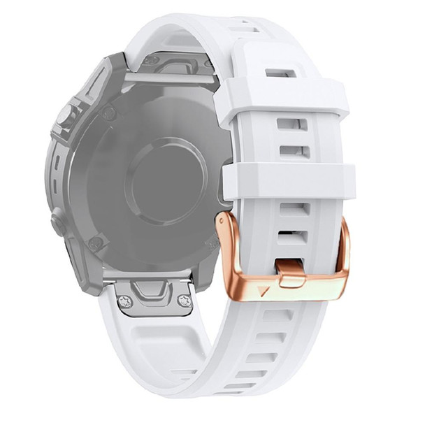 Garmin Fenix 6S 20mm Rose Gold Buckle Silicone Watch Band(White)