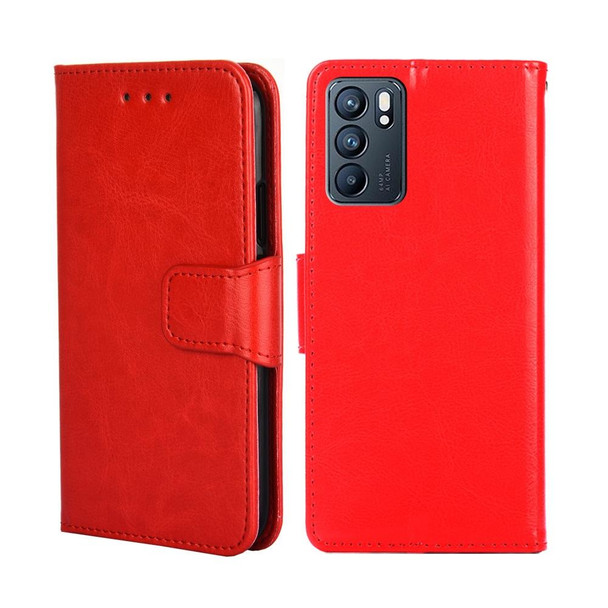 OPPO Reno6 5G Crystal Texture Leather Phone Case(Red)