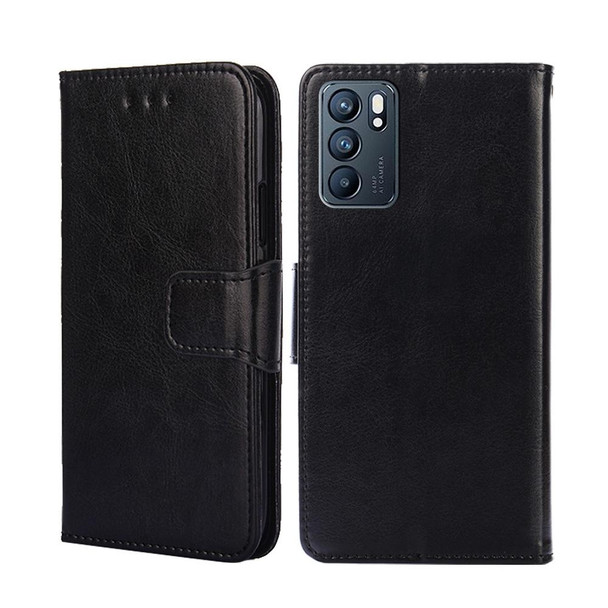 OPPO Reno6 5G Crystal Texture Leather Phone Case(Black)