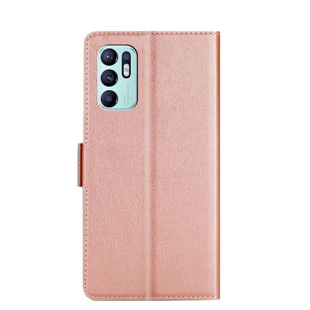 OPPO Reno6 4G Ultra-thin Voltage Side Buckle PU + TPU Leather Phone Case(Rose Gold)