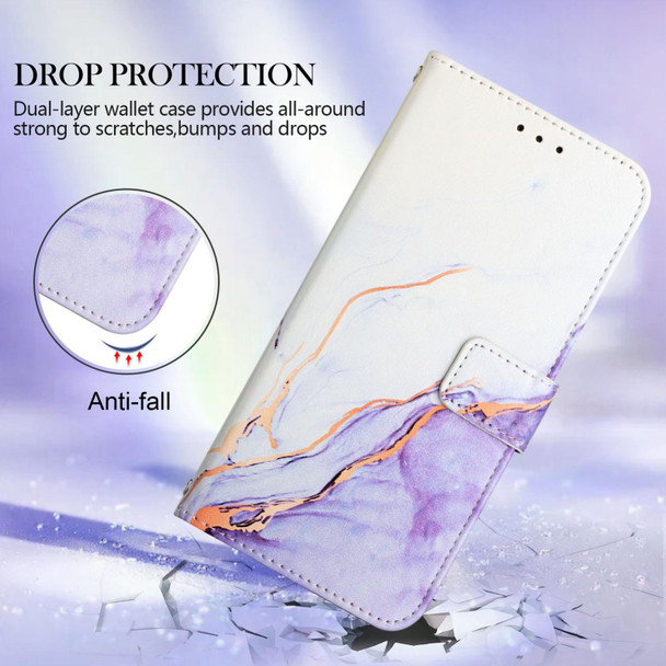OnePlus Nord N200 5G & OPPO A74 5G PT003 Marble Pattern Flip Leather Phone Case(White Purple LS006)