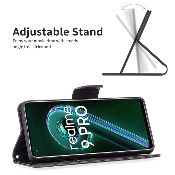 OPPO Realme 9 Pro Retro Lambskin Texture Leather Phone Case(Black)