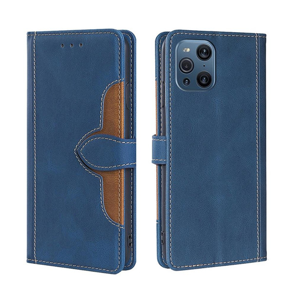 OPPO Find X3 / X3 Pro Skin Feel Straw Hat Magnetic Buckle Leather Phone Case(Blue)