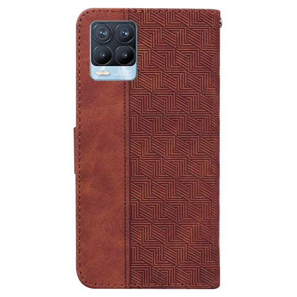 OPPO Realme 8 / 8 Pro Geometric Embossed Leather Phone Case(Brown)