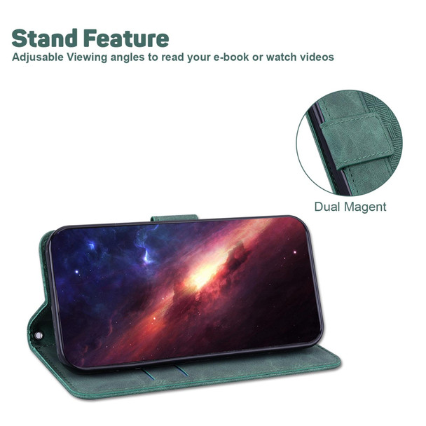 OPPO Reno6 5G Geometric Embossed Leather Phone Case(Green)