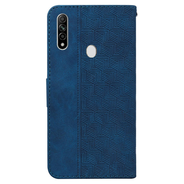 OPPO A8 / A31 2020 Geometric Embossed Leather Phone Case(Blue)