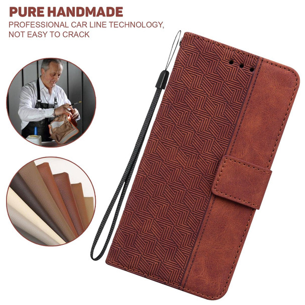 OPPO A15 / A15s Geometric Embossed Leather Phone Case(Brown)