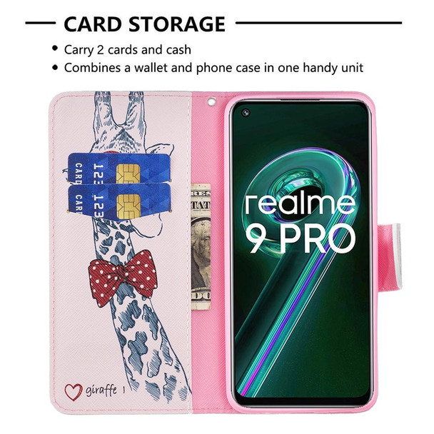 OPPO Realme 9 Pro Colored Drawing Pattern Horizontal Flip Leather Case with Holder & Card Slots & Wallet(Deer)