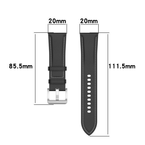 20mm Genuine Leatherette Watch Band for Samsung Galaxy Watch4/Watch3 41mm/Active2/Huawei/Garmin Watch etc.(Red)