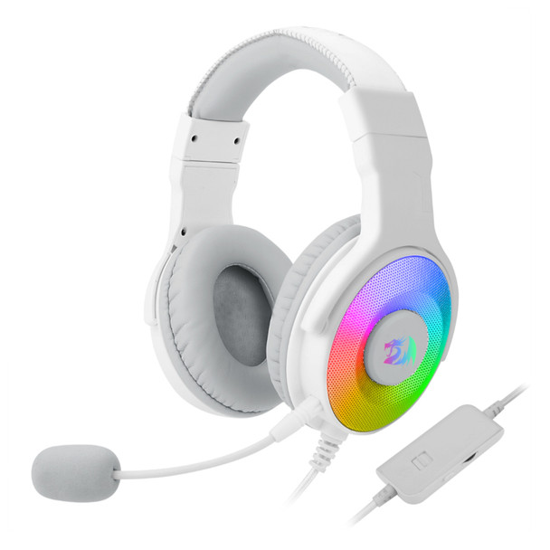 Redragon Pandora USB+3.5mm Aux | Vitrual 7.1 | RGB | In-Line Controller Gaming Headset - White