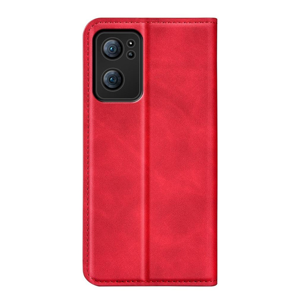 OPPO Reno 7 5G Retro-skin Magnetic Suction Leather Phone Case(Red)