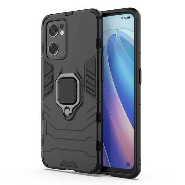 OPPO Reno7 SE 5G PC + TPU Shockproof Protective Phone Case with Magnetic Ring Holder(Black)