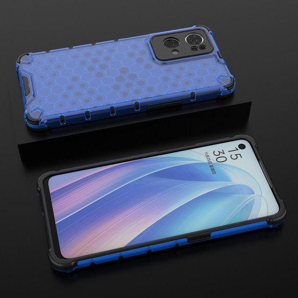 OPPO Reno7 Pro 5G Honeycomb PC + TPU Phone Case(Blue)