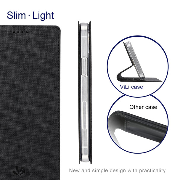 OPPO Reno6 5G ViLi DMX Series Shockproof Magnetic Attraction Horizontal Flip Leather Phone Case(Black)