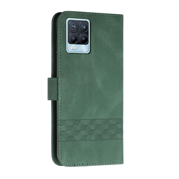 OPPO Realme 8 / 8 Pro Cubic Skin Feel Flip Leather Phone Case(Dark Green)