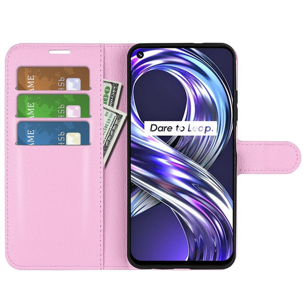 OPPO Realme 8i Litchi Texture Horizontal Flip Protective Case with Holder & Card Slots & Wallet(Pink)