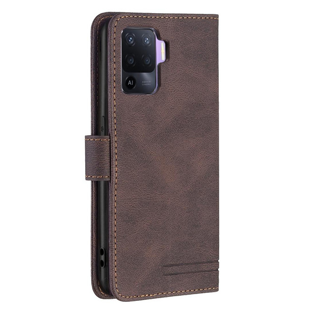 OPPO A94 4G / Reno5 F / F19 Pro Magnetic Clasp RFID Blocking Anti-Theft Leather Case with Holder & Card Slots & Wallet(Brown)