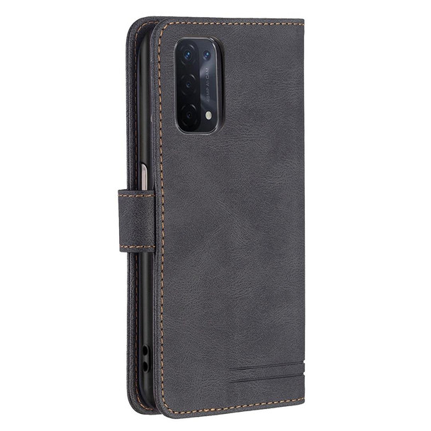 OPPO A74 5G / A93 5G / A54 5G Magnetic Clasp RFID Blocking Anti-Theft Leather Case with Holder & Card Slots & Wallet(Black)