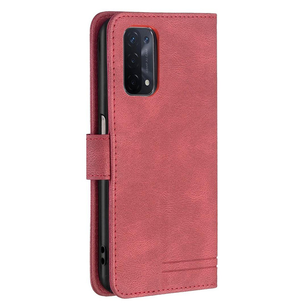 OPPO A74 5G / A93 5G / A54 5G Magnetic Clasp RFID Blocking Anti-Theft Leather Case with Holder & Card Slots & Wallet(Red)
