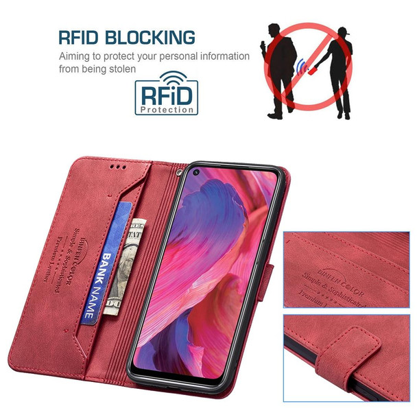 OPPO A74 5G / A93 5G / A54 5G Magnetic Clasp RFID Blocking Anti-Theft Leather Case with Holder & Card Slots & Wallet(Red)