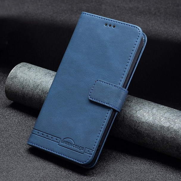 OPPO A15 Magnetic Clasp RFID Blocking Anti-Theft Leather Case with Holder & Card Slots & Wallet(Blue)