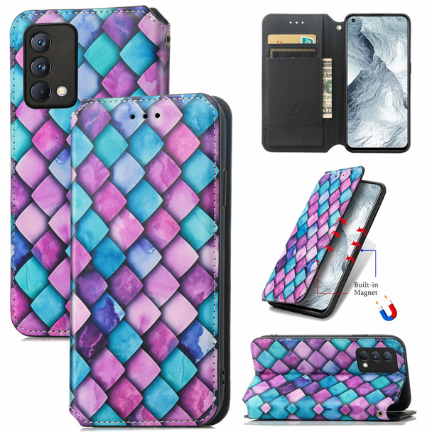 OPPO Realme GT Master Colorful Magnetic Horizontal Flip PU Leather Case with Holder & Card Slot & Wallet(Purple Scales)