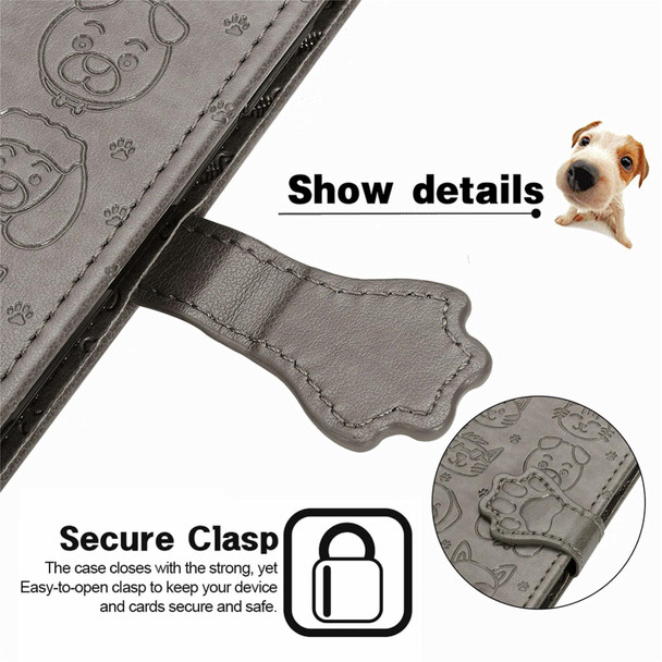 OPPO Realme GT Master Lovely Cat and Dog Embossing Pattern Horizontal Flip Leather Case , with Holder & Card Slots & Wallet & Cartoon Clasp & Lanyard(Grey)