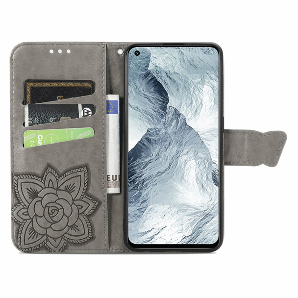 OPPO Realme GT Master Butterfly Love Flower Embossed Horizontal Flip Leather Case with Holder & Card Slots & Wallet & Lanyard(Gray)