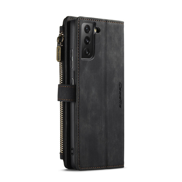 Samsung Galaxy S21 5G CaseMe-C30 PU + TPU Multifunctional Horizontal Flip Leather Case with Holder & Card Slot & Wallet & Zipper Pocket(Black)
