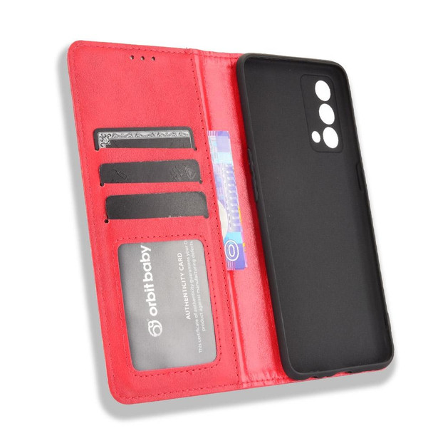 OPPO Realme GT Master Magnetic Buckle Retro Pattern Horizontal Flip Leather Case with Holder & Card Slot & Wallet(Red)