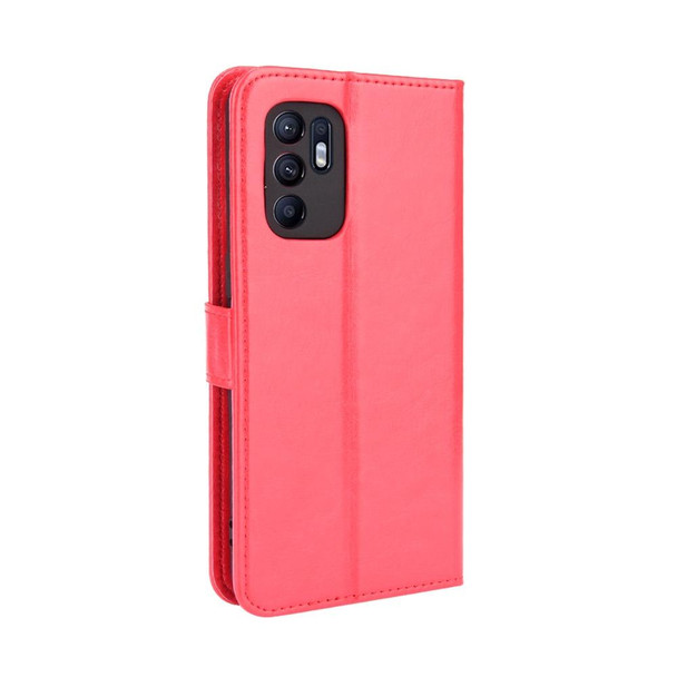 OPPO Reno6 4G Crazy Horse Texture Horizontal Flip Leather Case with Holder & Card Slots & Lanyard(Red)