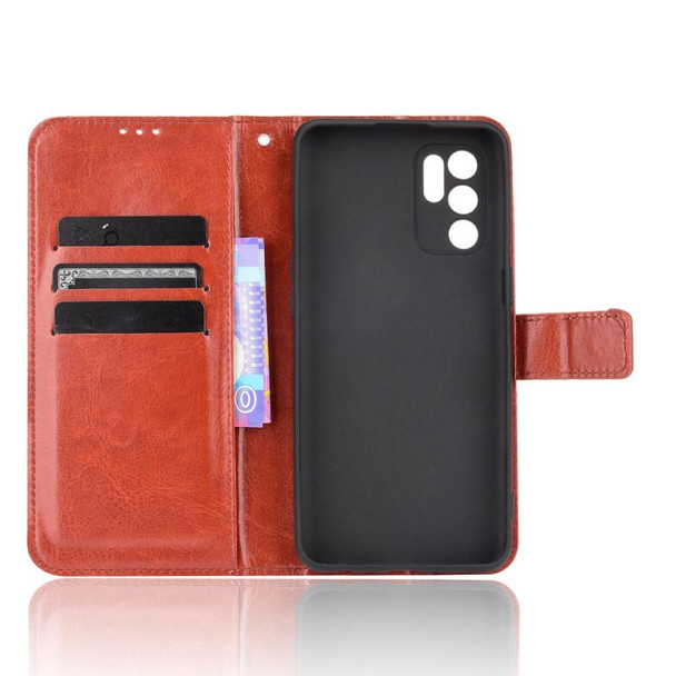 OPPO Reno6 4G Crazy Horse Texture Horizontal Flip Leather Case with Holder & Card Slots & Lanyard(Brown)