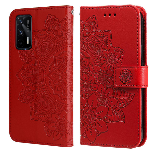 OPPO Realme GT Master / Realme Q3 Pro 7-petal Flowers Embossing Pattern Horizontal Flip PU Leather Case with Holder & Card Slots & Wallet & Photo Frame(Red)