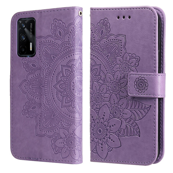 OPPO Realme GT Master / Realme Q3 Pro 7-petal Flowers Embossing Pattern Horizontal Flip PU Leather Case with Holder & Card Slots & Wallet & Photo Frame(Light Purple)