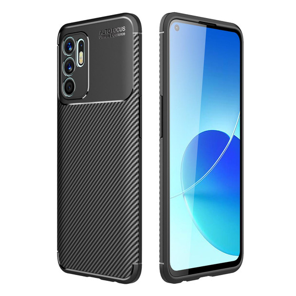 OPPO Reno6 4G (Indonesia) Carbon Fiber Texture Shockproof TPU Case(Black)