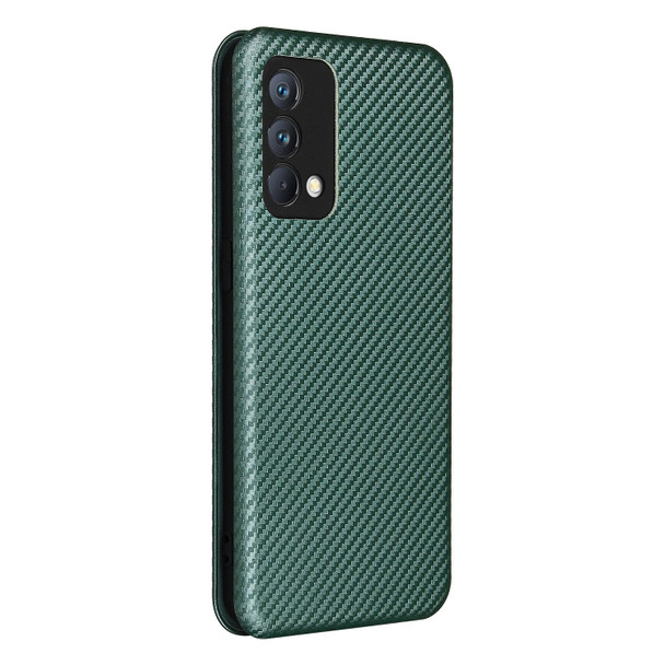 Carbon Fiber Texture Magnetic Horizontal Flip TPU + PC + PU Leatherette Case with Card Slot - OPPO Realme GT Master(Green)