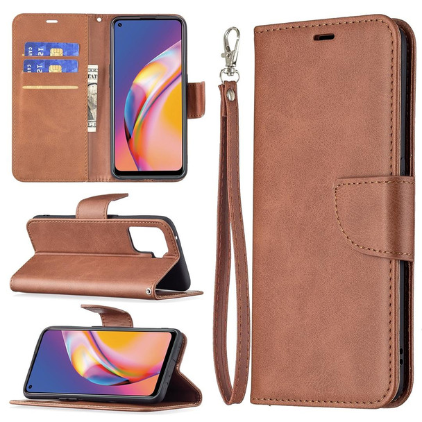 OPPO A94 4G/Reno5 F/F19 Pro Retro Lambskin Texture Pure Color Horizontal Flip PU Leather Case with Holder & Card Slots & Wallet & Lanyard(Brown)