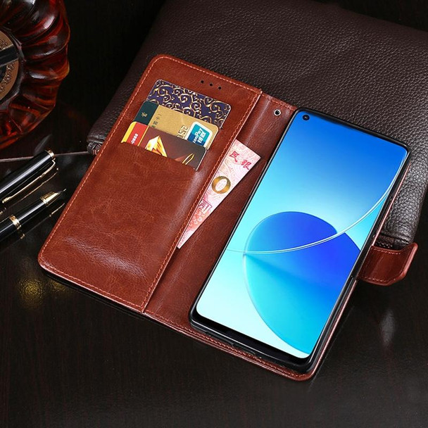 idewei Crazy Horse Texture Horizontal Flip Leather Case with Holder & Card Slots & Wallet - OPPO Reno6 Z 5G(Rose Red)
