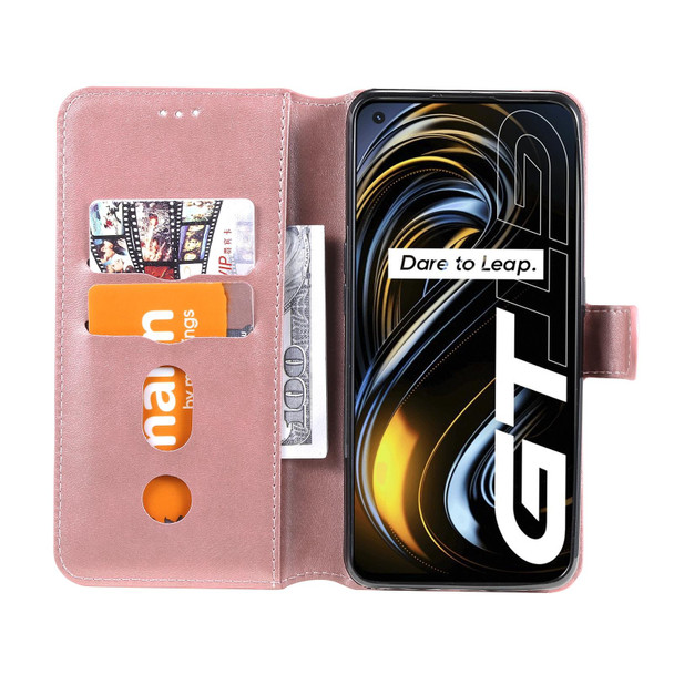 Classic Calf Texture PU + TPU Horizontal Flip Leatherette Case with Holder & Card Slots & Wallet - OPPO Realme GT 5G(Rose Gold)