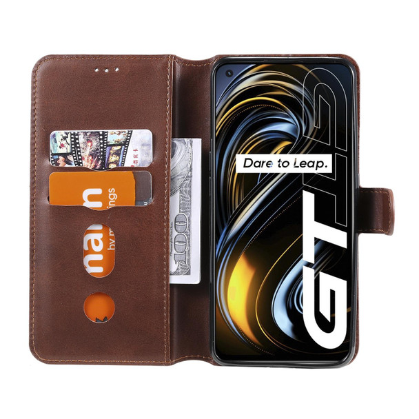 Classic Calf Texture PU + TPU Horizontal Flip Leatherette Case with Holder & Card Slots & Wallet - OPPO Realme GT 5G(Brown)