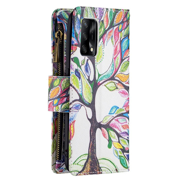 OPPO A74 4G/F19 4G Colored Drawing Pattern Zipper Horizontal Flip Leather Case with Holder & Card Slots & Wallet(Big Tree)
