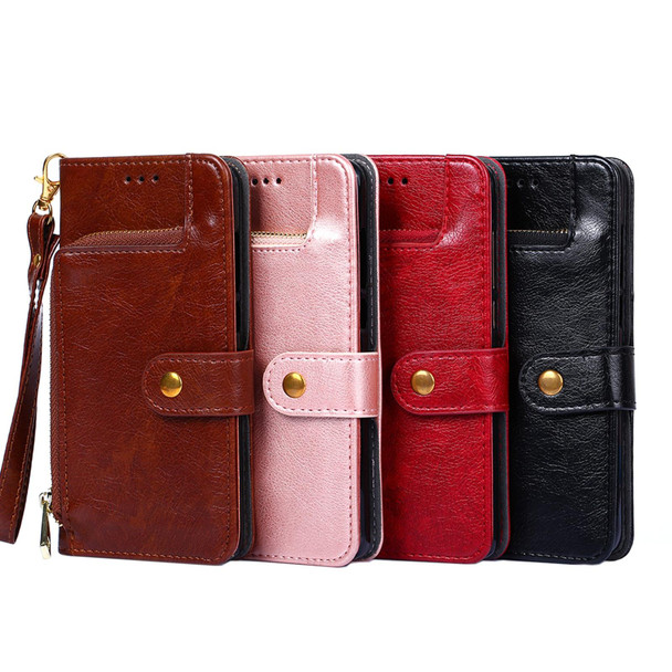 OPPO Reno6 Pro 5G Zipper Bag PU + TPU Horizontal Flip Leather Case with Holder & Card Slot & Wallet & Lanyard(Red)