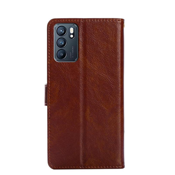 OPPO Reno6 Zipper Bag PU + TPU Horizontal Flip Leather Case with Holder & Card Slot & Wallet & Lanyard(Brown)