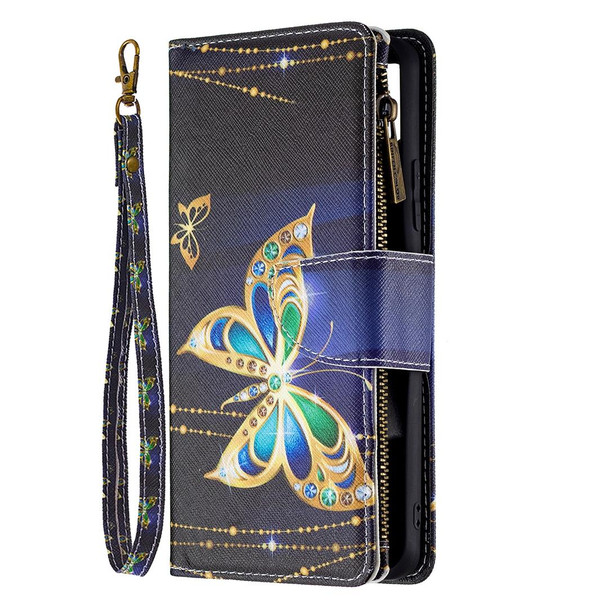 OPPO Realme C15/C12/C25 Colored Drawing Pattern Zipper Horizontal Flip Leather Case with Holder & Card Slots & Wallet(Big Butterfly)