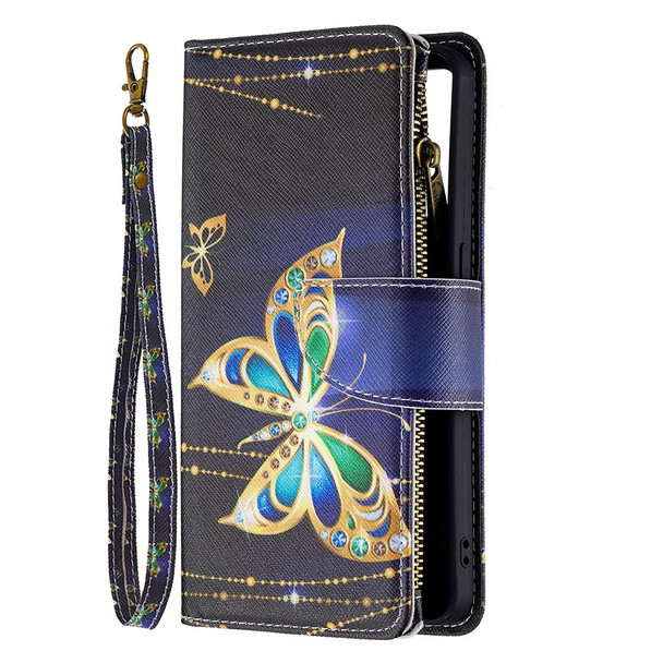OPPO Reno6 5G Colored Drawing Pattern Zipper Horizontal Flip Leather Case with Holder & Card Slots & Wallet(Big Butterfly)