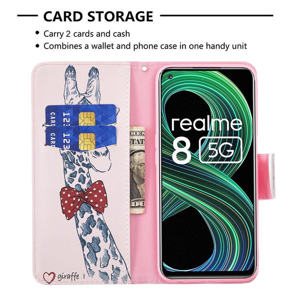 OPPO Realme 8 5G / Realme V13 Colored Drawing Pattern Horizontal Flip Leather Case with Holder & Card Slots & Wallet(Deer)