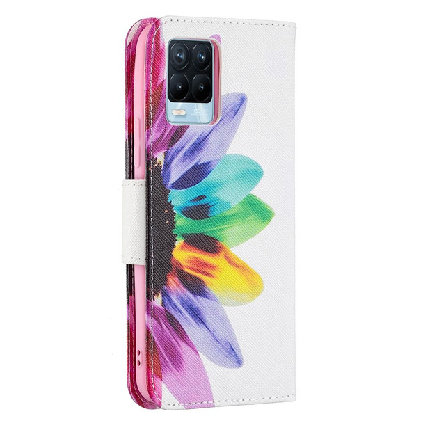 OPPO Realme 8 / Realme 8 Pro Colored Drawing Pattern Horizontal Flip Leather Case with Holder & Card Slots & Wallet(Sun Flower)